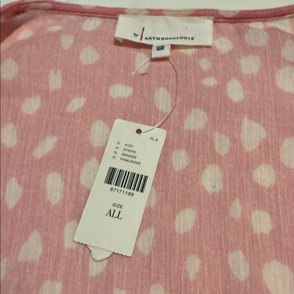 Anthropologie Pink‎ and White Polkadot Tie Front Kimono NWT - Picture 10 of 12